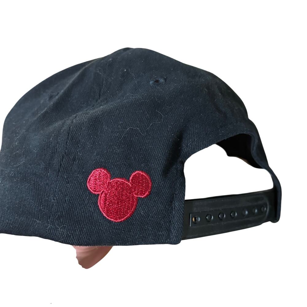 NWT Mickey Mouse Vintage Walt Disney World Striped Hat SnapBack Black Cap 90’s - Picture 3 of 5
